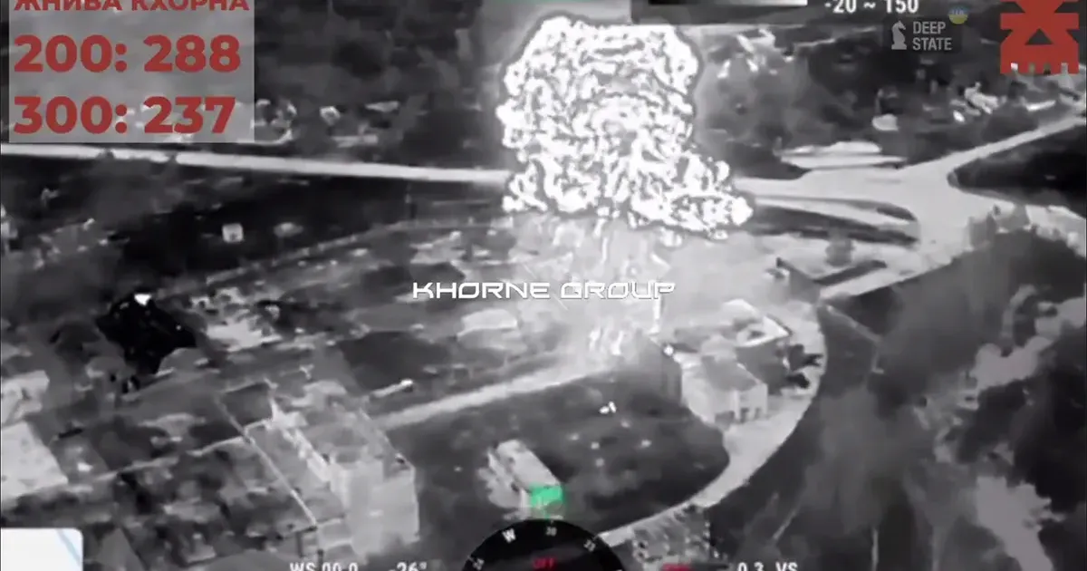 Скриншот з відео Один наземний дрон, 200 кг пластиду — і росіянці «стартували» до космосу з Вовчанська на порталі Gromada Group
